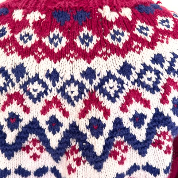 80's Izod Pullover - Pink Fair Isle - Size Small - Handknit - Picture 7 of 8